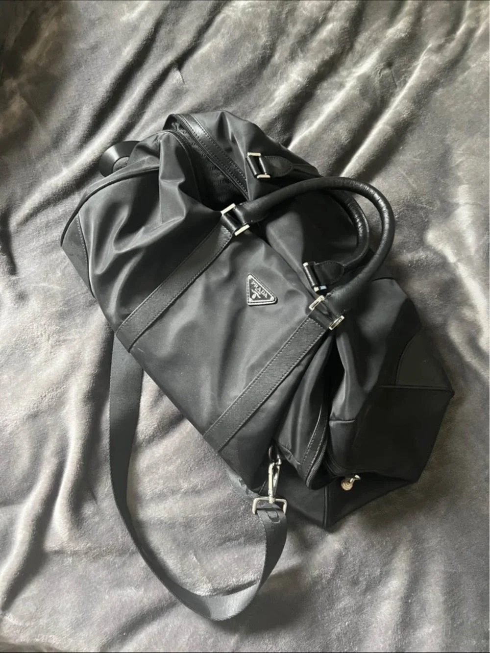 PRADA black Travel Duffel Bag shoulder strap